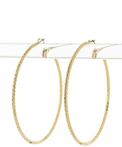 Notched Metal Hoop Earrings EH700002 GOLD